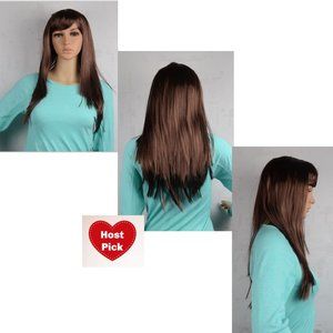 Straight Brown Wig - Chest Length Hair